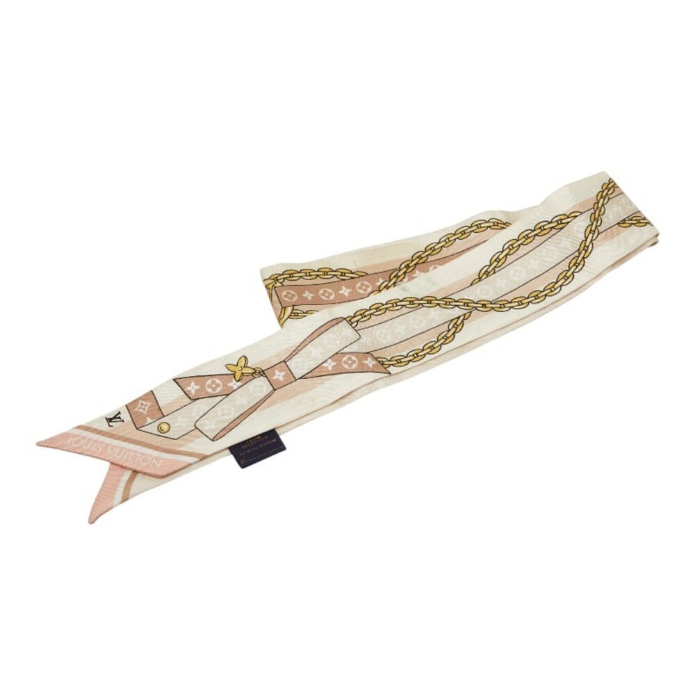 Louis Vuitton Monogram Bandeau BB LV Bow Scarf M97980 Beige Pink Silk Women's...